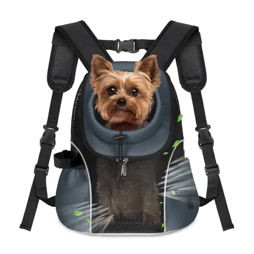 WOYYHO Pet Dog Carrier Backpack Small Dog Front Backpack Ventilated Mesh Dog Travel Back Pack with Safety Belt for Travel Hiking Cycling Outdoor Adventures (Size S: 2-4.5 lbs, Dark Gray) - color: Dark Gray