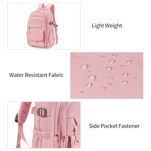 GAEKEAO Travel Backpack for Women Men,15.6 Inch Laptop Backpack Lightweight Casual Daypack Cute Bookbags for Work College Pink - color: A04 Pink