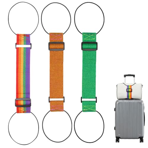 Luggage Straps for Suitcases, Adjustable Luggage Strap Bungee for Suitcase Handle, Luggage Connector Straps for Multiple Suitcases & Travel Bags (Multicolor-E) - color: Multicolor-E