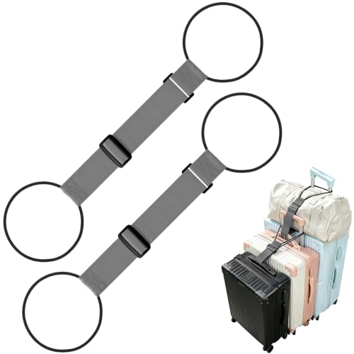 Luggage Connector Straps for Suitcases, Adjustable Travel Bungee for Carry on Bag, Backpack, Accessories, Multiple Use Strong Elastic Add A Bag Belt (Gray, 2 Pack) - color: Gray
