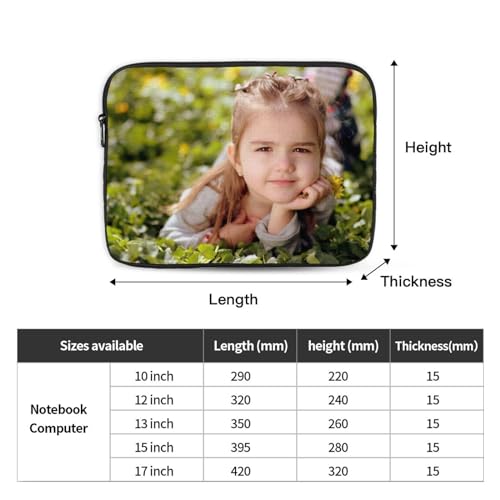 Custom Laptop Sleeve Bag with Logo Image Personalized Add Your Own Text Photo Laptop Case Business Briefcase with Zipper for Ultrabook, Notebook, Tablet(17nch) - color: Black, size: 17 inch