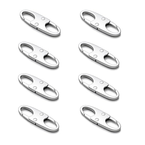 zelin Anti Theft Zipper Clips Double Opening Small Carabiner Clips, 8Pcs Elegant Zinc Alloy Zipper Pull Replacement for Travel, Commuting and Camping (Frost Silver) - color: 8 Frost Silver