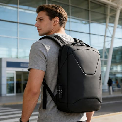 BANGE Anti-Theft Business Laptop Backpack, 15.6 Inch Lock Travel Backpack, Water-resistant Zippers with USB Charging Port, 16L Computer Bag for Men & Women