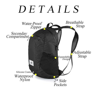 Small Backpack 18L Lightweight Packable Backpack for Travel, Airplane Travel Hiking Daypack(Black) - color: Black