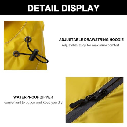 Fashion Hooded Rain Poncho Waterproof Raincoat Jacket with pocket for Women/Men/Adult - color: Dark Yellow