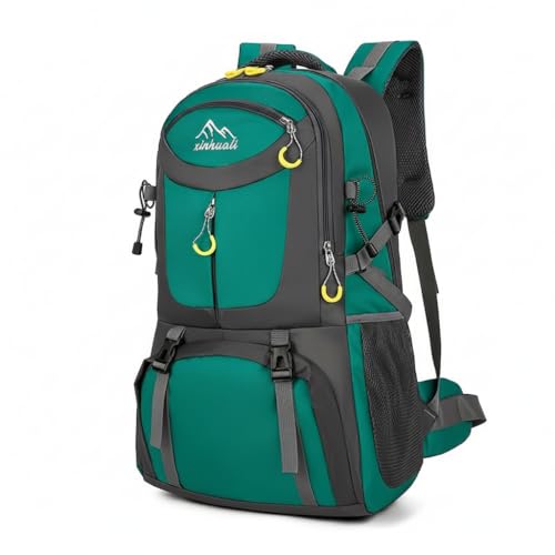 Hiking Backpack for Men, Large Capacity Laptop Travel Bag, Durable Work Bag Vintage Style Outdoor Rucksack for Work (Green) - color: Green