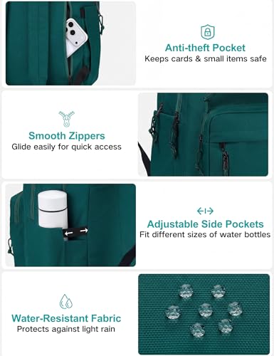 VASCHY School Backpack,Two Compartments Daypack Bookbag Schoolbag for High School Teen Boy Girls/College/Work/Men Women Green - color: Green