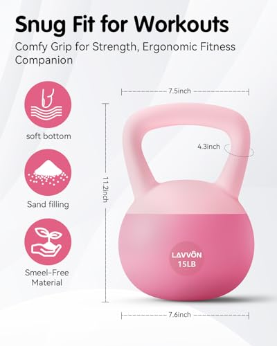 Soft Kettlebell - Cushioned Impact-Resistant Base and Anti-Slip, Kettle bell Anti-Slip Grip Weight for Home Workouts, Safe Strength Training Kettlebells Sets for Women & Men, With Non-slip Gloves - color: Pink