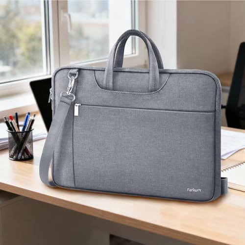 Ferkurn 15.6 16 Inch Laptop Case Bag for Women Men Compatible with MacBook Pro M5/HP OmniBook Omen Envy/Lenovo Yoga IdealPad/Dell Pro Inspiron, Carrying Briefcase Computer Messenger Bag Case, Grey - color: Heather Grey, size: 15.6 inch