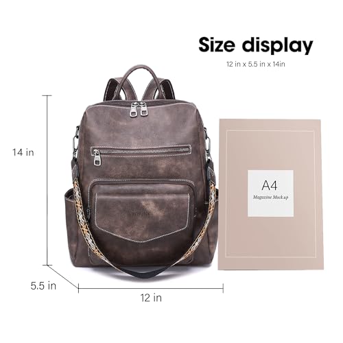 WYFJNX Backpack Purse for Women Leather Backpack Ladies Fashion Handbag Designer Shoulder Bag Small Travel Bag Dark Brown - color: Coffee