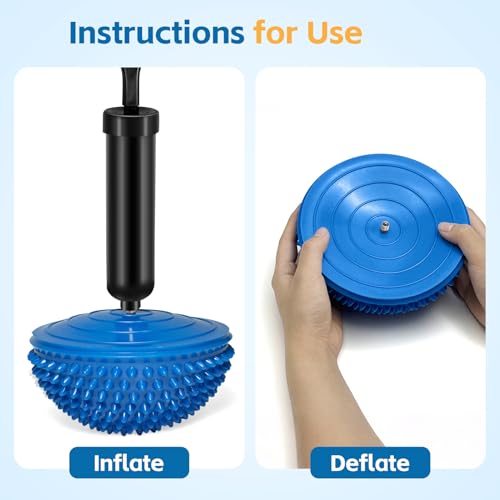 Wobble Cushion Set for Sensory Kids and Balance Training - Disc Plus 4 Pods, Board With Pump, Inflatable Stepping Pads for Adults - color: Include 2PCS Blue hedgehog balance pods and 1 air pump