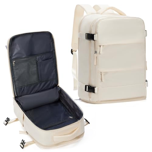 coowoz Travel Backpack For Women Men,Carry On Backpack,Hiking Backpacks Waterproof Outdoor Sports Rucksack Casual Daypack travel essentials（Off White） - color: Off-white, size: Small