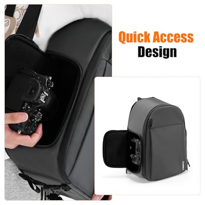 Cwatcun Camera Bag Backpack for Travel Photography Bag with Tripod Holder - color: Grey