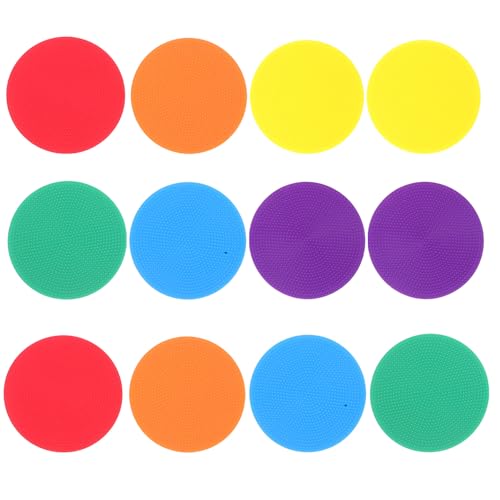 Beavorty 12pcs Football Training Disc Markers Flat Circle Spot Markers 10cm Multi- for Soccer Agility Drills Indoor Outdoor Sports Practice