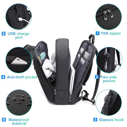 BANGE Smart Business Laptop Backpack Waterproof can fit 15.6-17.3 Inch Laptop with 3.0 USB charging port for men and women - color: Green