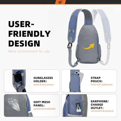 SKYSPER Sling Bag RFID Crossbody Sling Backpack Cross Body Shoulder Bag Travel Hiking Daypack for Women Men(Periwinkle) - color: Periwinkle