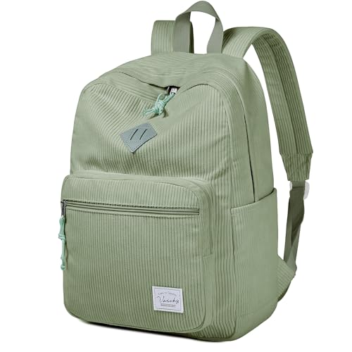 VASCHY Corduroy Backpack for Girls, Vintage Casual Kawaii Cute Aesthetic Fuzzy Fluffy Fleece Travel Rucksack Daypack for School Teens/Women Light Green - color: Light Green