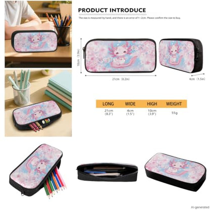 ZDCUSTOM Axolotl Backpack Set for Girls Bookbags with Lunch Box and Pencil Case, Large Capacity Elementary School Backpack for Girls Water Bottle Holder Keychain, Kids Schoolbags Sets 5-Pieces - color: Floral Axolotl