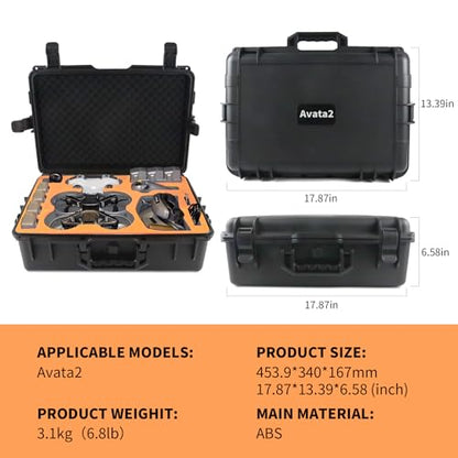 Avata2 Hard Case, Waterpoof Box for DJI Avata 2 (DJI Goggles V2 / Goggles2 / Goggles Integra), Avata 2 Drone Carrying Case, Compatible with Avata2 And Accessories[CASE ONLY]