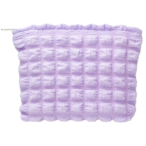 PAZIMIIK Floral Makeup Bag Large Cotton Zipper Pouch for Purse Travel Canvas Make Up Organizer for Women Cosmetic,Bubble Purple - color: Bubble Purple