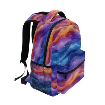 School Backpack for Men Women Waterproof Laptop Bag with Chest Strap for Travel Trip Burgundy Blue Rainbow - color: Multicolor03