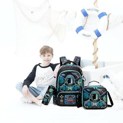 Meetbelify Kids School Backpacks for Girls Boys Backpack with Lunch Bag for Elmentary Students - color: 02 Space