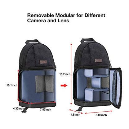 MOSISO Camera Sling Bag, DSLR/SLR/Mirrorless Camera Case Shockproof Photography Camera Backpack with Tripod Holder & Removable Modular Inserts Compatible with Canon/Nikon/Sony/Fuji, Black - color: Black