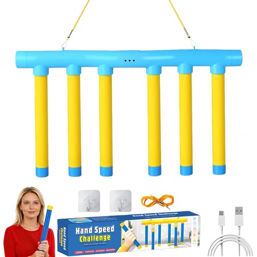 Shelprojsu Reflex Drop Sticks Challenge Game, 3 Adjustable Catching Falling Sticks Game, Hand Eye Coordination Training Game, Reaction Time Training Hand Speed Challenge Game - color: Blue-A