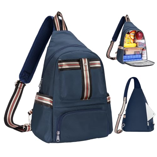 Crossbody Lunch Backpack, Double Deck Insulated Lunch Box for Men Women Adult, Leakproof Lunchbox with Side Pokets for iPad, Large Cooler Bag for Work Office Hiking Beach Picnic, Blue-pro - color: Blue-pro