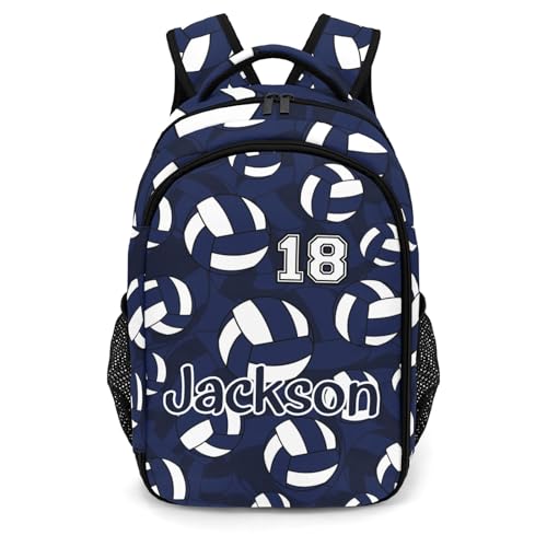 Navy Blue Volleyball Pattern Casual Backpack Daypack Bookbag Laptop Bag Custom Shoulders Backpacks for Gifts - color: Navy Blue Volleyball Pattern