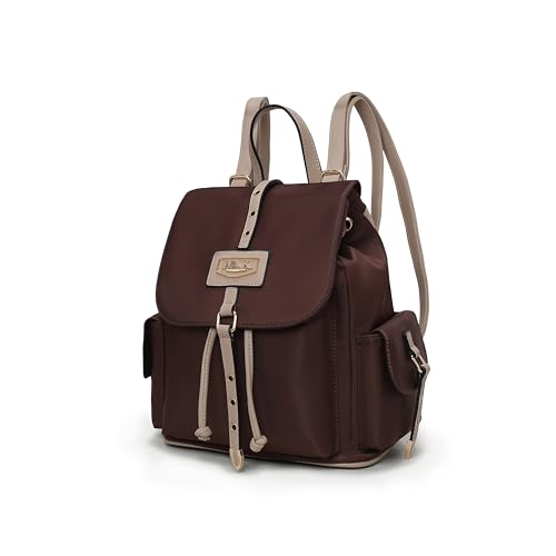 MKF Collection Travel Backpack for Women, Nylon Top Handle Travel bag Roomy Daypack Carry on Backpack by Mia K - color: Chocolate Brown