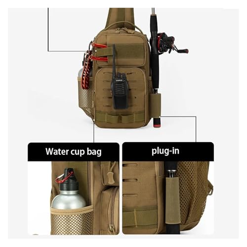 Camping Chest Bag Tactical Backpack for Men Sports Shoulder Outdoor Hiking Climbing Fishing Hunting Travel(D2-Khaki) - color: D2-khaki