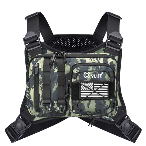 CVLIFE Outdoor Chest Bag for Men, Tactical Chest Pack, Adjustable Running Vest Bag, Lightweight Anti-theft EDC Rig for Hiking - color: Auriclash
