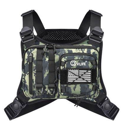 CVLIFE Outdoor Chest Bag for Men, Tactical Chest Pack, Adjustable Running Vest Bag, Lightweight Anti-theft EDC Rig for Hiking - color: Auriclash