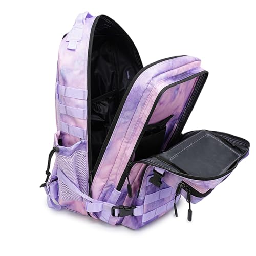 45L Military Tactical Backpack for Men & Women Bug Out Bag Assault pack Molle Daypack Hiking Trekking Rucksack (2.0 side pockets (cloud purple)) - color: 2.0 Side Pockets (Cloud Purple)