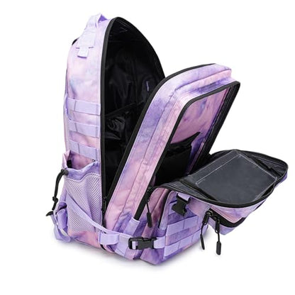 45L Military Tactical Backpack for Men & Women Bug Out Bag Assault pack Molle Daypack Hiking Trekking Rucksack (2.0 side pockets (cloud purple)) - color: 2.0 Side Pockets (Cloud Purple)