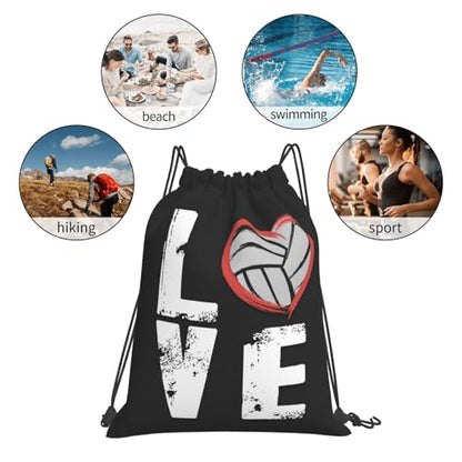 Love Volleyball Unisex Drawstring Backpack Bag Sport Gym Travel Swim Sackpack - color: Love Volleyball8