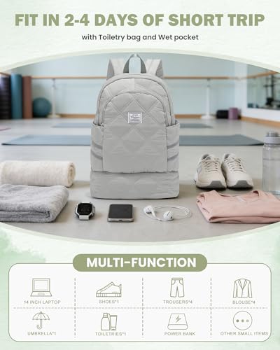 Gym Backpack for Women Men, Lightweight Gym Bag with Shoe Compartment, Water Resistant Sports Backpack with Wet Pocket, Large Capacity Cheer Backpacks for Girls, Grey - color: F3-grey