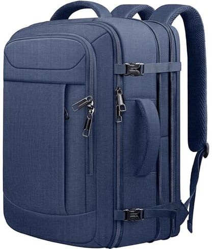 Expandable Carry On Backpack 45L, Large Travel Weekender Bag with Waterproof Wet Pocket, Anti-Theft TSA 18 Inch Laptop Rucksack for Men Women Flight Approved Business, Blue - color: Blue, size: XX-Large