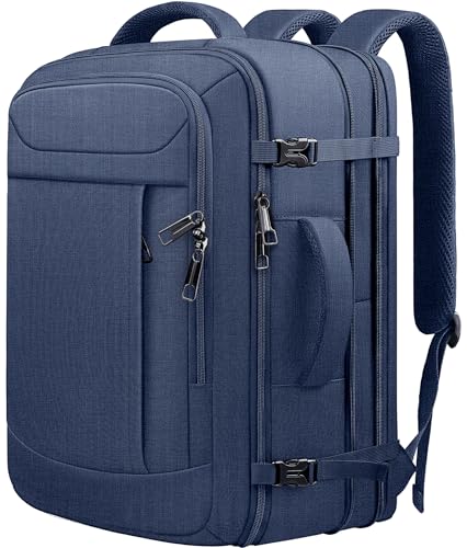 Extra Large Carry on Backpack, Expandable 45L-55L Travel Backpack Hiking Camping Rucksack with Waterproof Wet Pocket, Anti-Theft 19 Inch Gaming Laptop Bag for Road Trip Outdoor Sports, Blue - color: Blue, size: 18.4 inch (22"x14"x10")