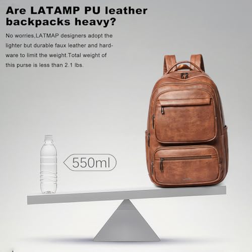LATMAP Backpack For Women Men Vegan Leather Backpack Purse Shoulder Bookbag 17 16 15.6 Inch Laptop Bag Handbags For Travel Work College Large Black - color: Black