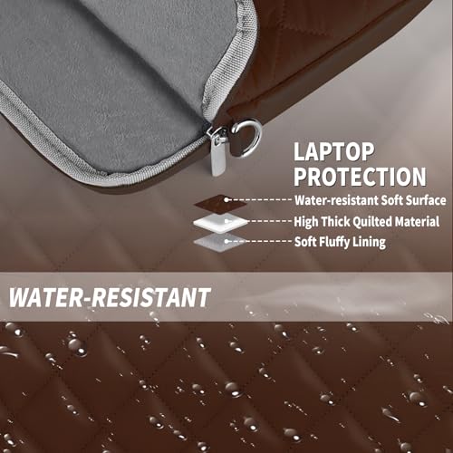 Puffy Quilted Laptop Sleeve with a Removable Shoulder Strap Compatible with MacBook Air 13 inch M2 A2681 M1 A2337 A2179 A1932 2023-2018/Pro 13 M2 M1 A2338 A2251 A2289 A2159 A1989 A1706 A1708 - color: Sleeve - Coffee, size: 13 inch