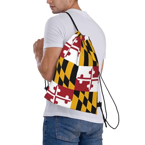 Maryland Flag Drawstring Bag Sport Gym Backpack Beach Travel Sack Draw String Yoga Bag For Men Women - color: Maryland Flag