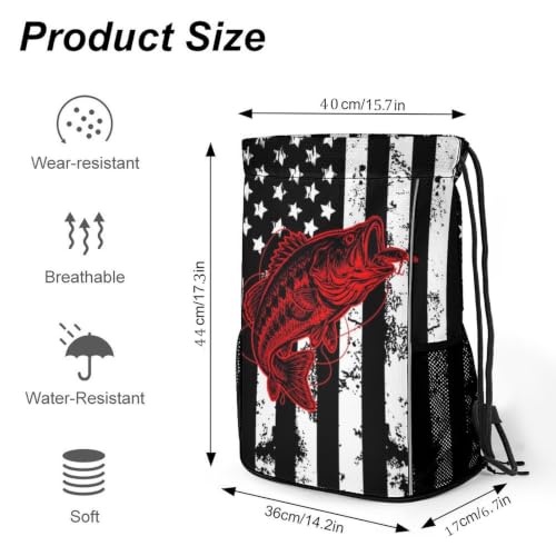 Fish Flag Drawstring Backpack Gym Bag With Shoe Compartment String Bag Sport Beach Swimming Sackpack For Women Men - color: Fish Flag
