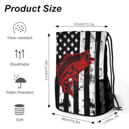 Fish Flag Drawstring Backpack Gym Bag With Shoe Compartment String Bag Sport Beach Swimming Sackpack For Women Men - color: Fish Flag