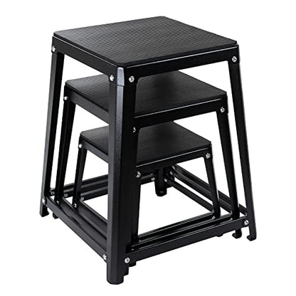 Metal Plyometric Jumping Box, Steel Fitness Exercise Jump Platforms Box for Conditioning Strength and Agility Training, 12 Inch Anti-Slip Workout Step Up Box for Home Gym - size: 12in18in24in