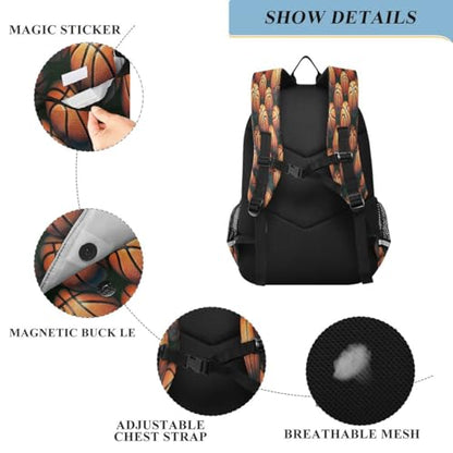 ALAZA Lovely Basketball Ball Backpack College Middle High School Bag Laptop Bag Casual Dayback Travel Business 17 inch