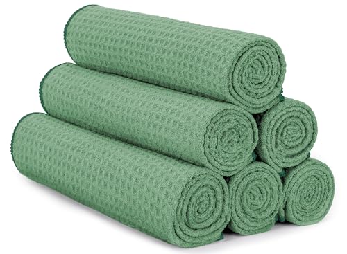 S&T INC. Microfiber Gym Towels, Yoga Towel for Home and Gym Bag, 16 Inch x 27 Inch, 6 Pack - color: Honeycomb Green