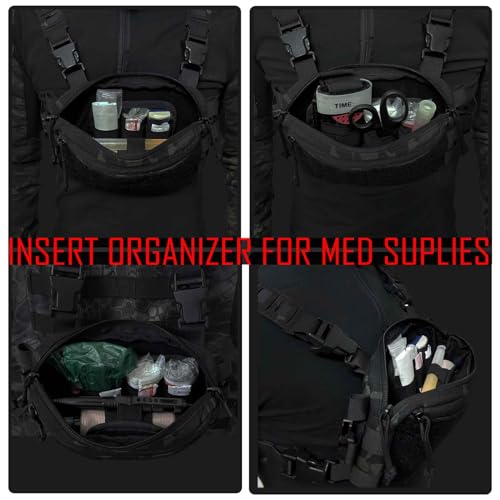 6 Piece Tactical Bag Insert Pack, Modular Elastic Loop Panel Organizers Pouch Insert Attachment with Hook Backed Fastener for Backpack Accessories - color: Tan