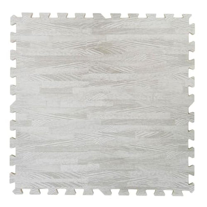 100 Sq. Ft 3/8 Inch Thick Printed Foam Tiles Interlocking Foam Mat, 24" x 24", 25 pcs, White Wood Grain Style Protective Flooring, for Home, Exercise or Trade Show - color: White Wood Grain